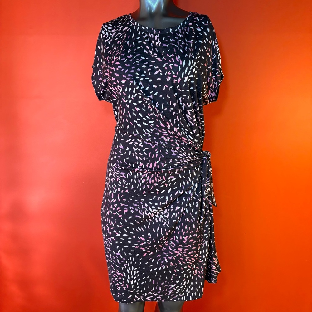 Nicole Miller Black and Pink Midi Dress